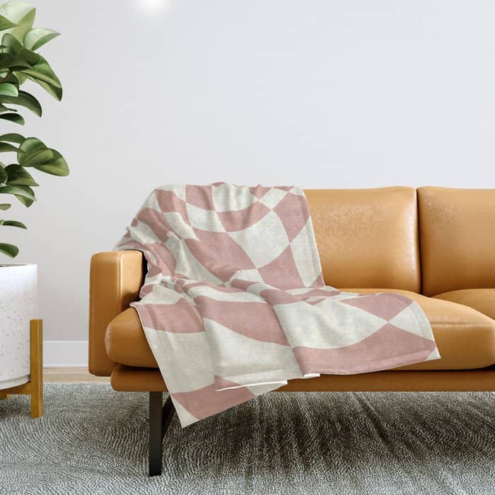 Checkers Coral Summer Beach Throw Blanket