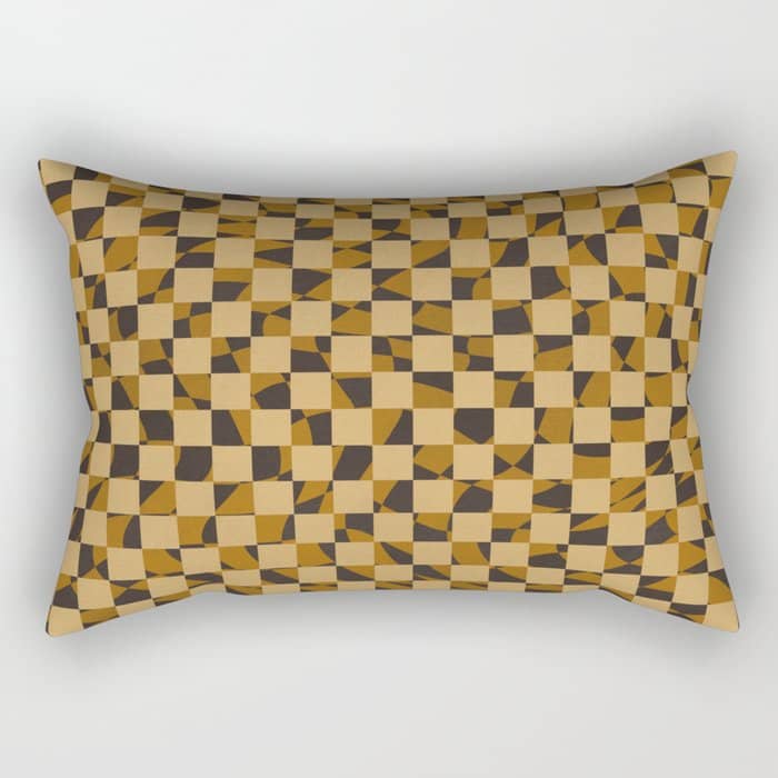 Abstract Checked In Golden Ochre Rectangular Pillow