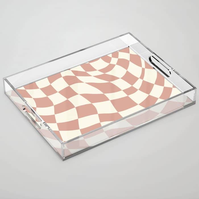 Checkers Coral Summer Beach Acrylic Tray