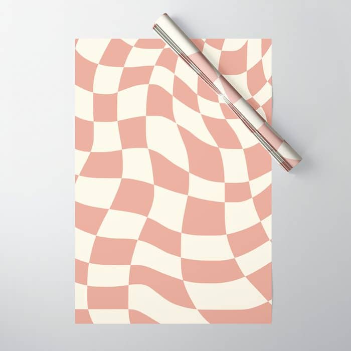 Checkers Coral Summer Beach Wrapping Paper