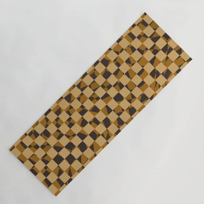 Abstract Checked In Golden Ochre Yoga Mat