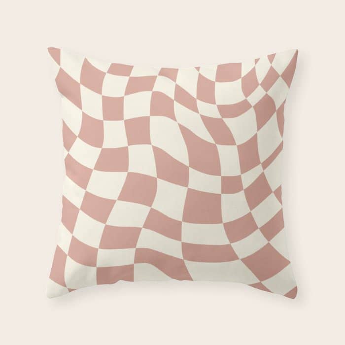 Checkers Coral Summer Beach Throw Pillow