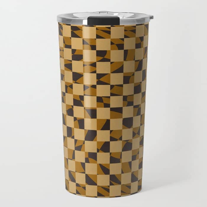 Abstract Checked In Golden Ochre Travel Mug
