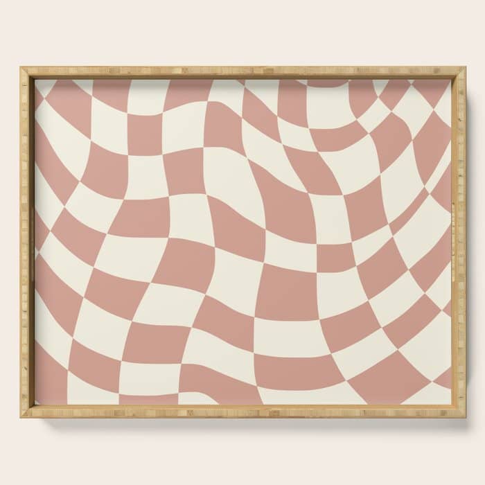 Checkers Coral Summer Beach Serving Tray