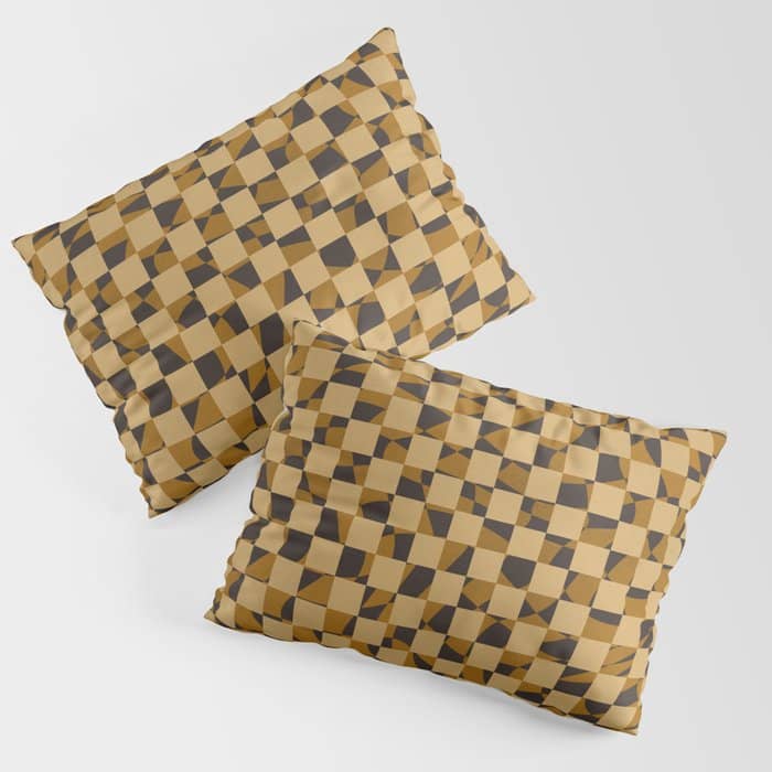 Abstract Checked In Golden Ochre Pillow Sham