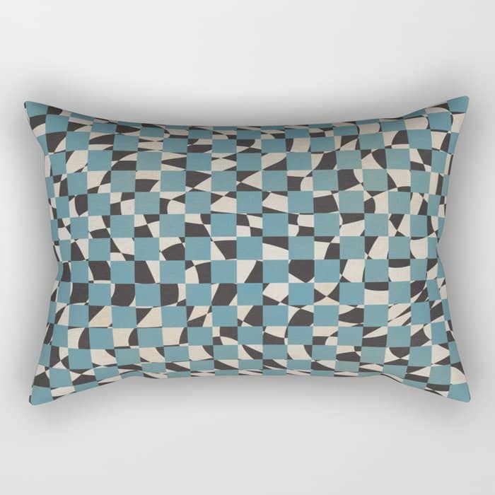 Abstract Checked Blue And Black Rectangular Pillow