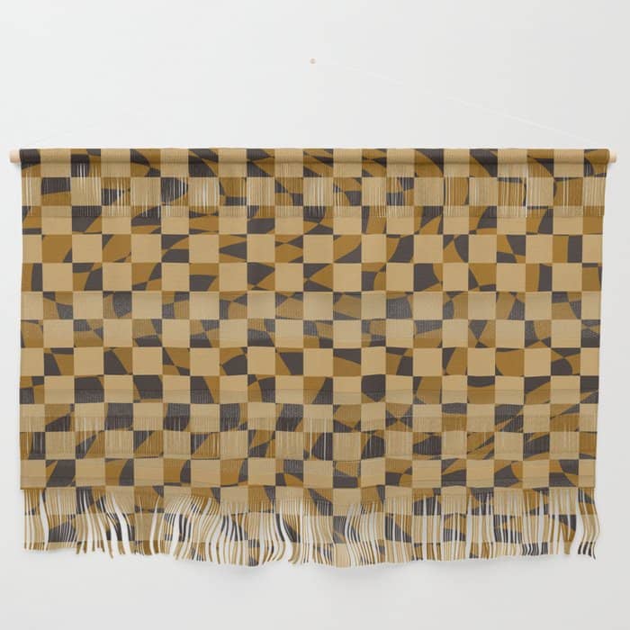 Abstract Checked In Golden Ochre Wall Hanging