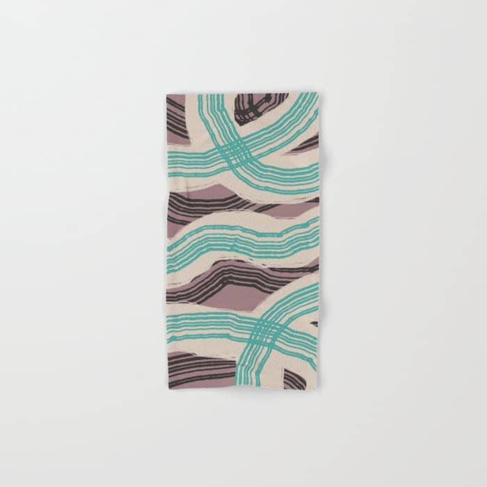 Muted Pink And Green Stripe Pattern Bath Towel