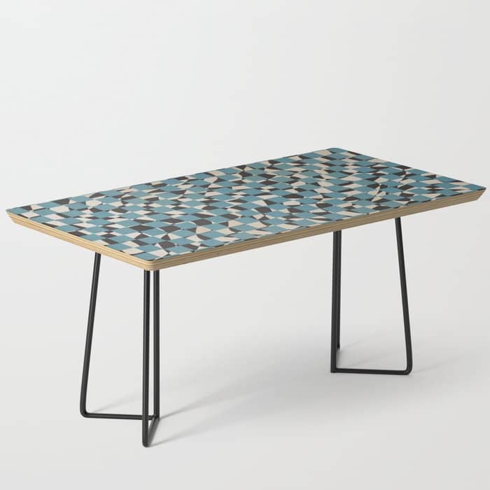 Abstract Checked Blue And Black Coffee Table