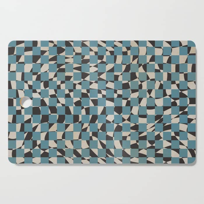 Abstract Checked Blue And Black Cutting Board