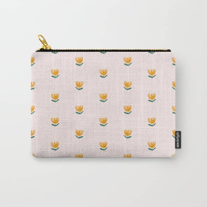 Abstract Yellow Tulip - Pink Background Carry All Pouch