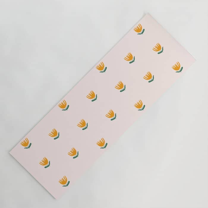Abstract Yellow Tulip - Pink Background Yoga Mat