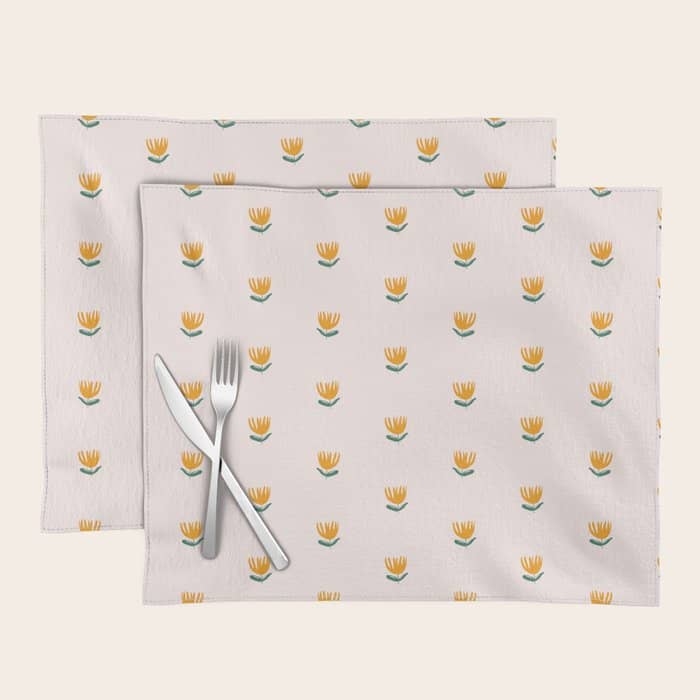 Abstract Yellow Tulip - Pink Background Placemat
