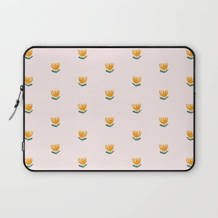 Abstract Yellow Tulip - Pink Background Laptop Sleeve