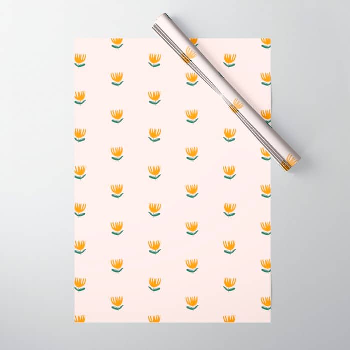 Abstract Yellow Tulip - Pink Background Wrapping Paper
