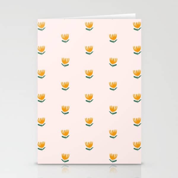 Abstract Yellow Tulip - Pink Background Stationery Card