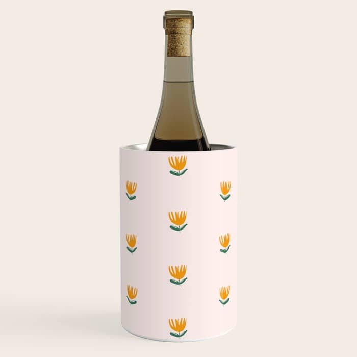 Abstract Yellow Tulip - Pink Background Wine Chiller