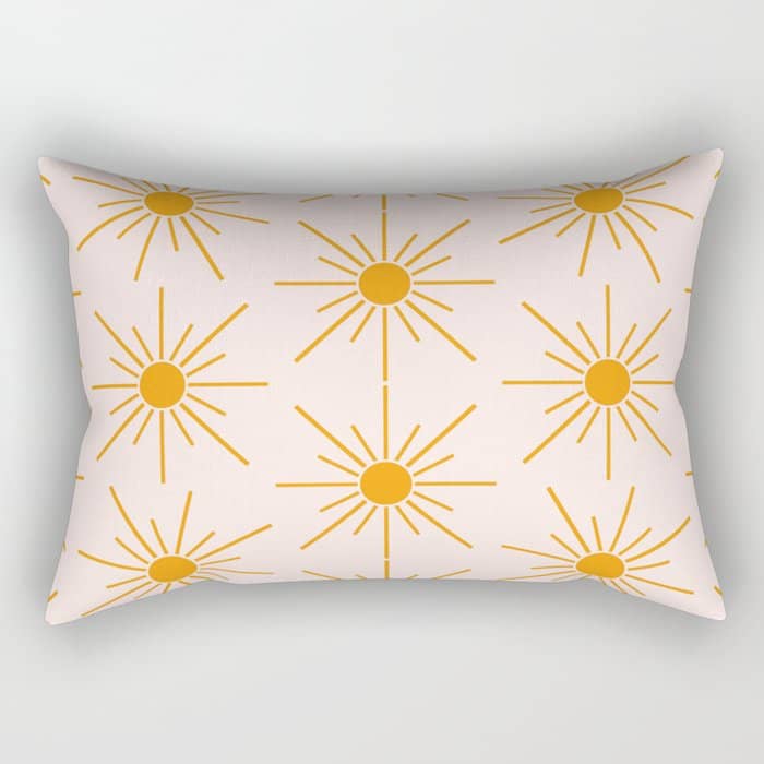 Sun Pattern On Pink Background Rectangular Pillow