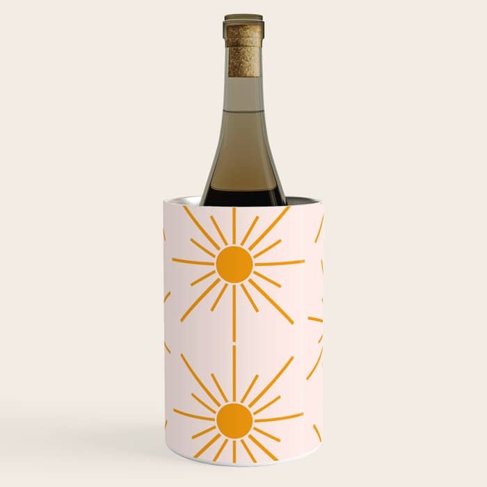 Sun Pattern On Pink Background Wine Chiller