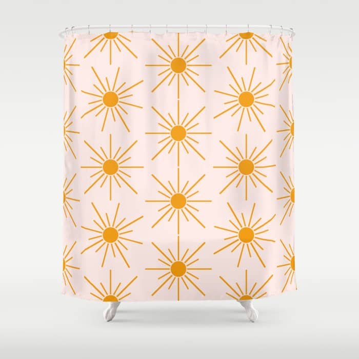Sun Pattern On Pink Background Shower Curtain