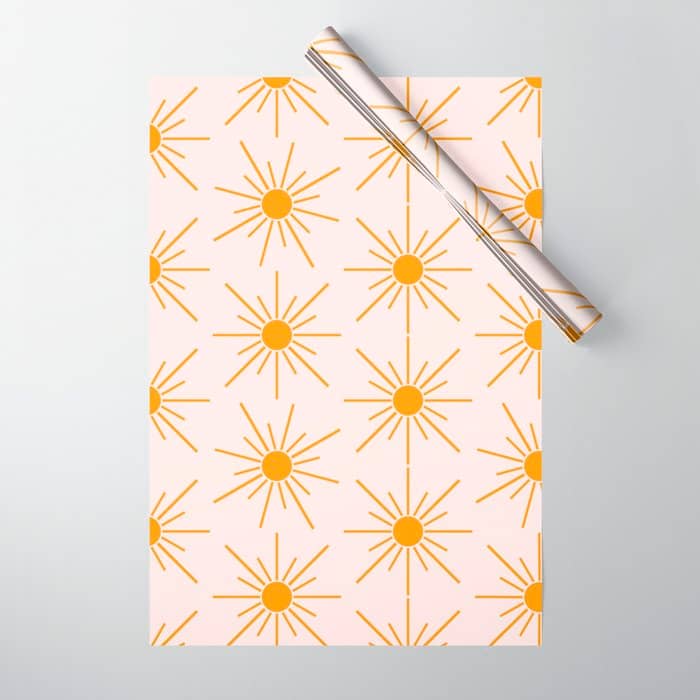 Sun Pattern On Pink Background Wrapping Paper