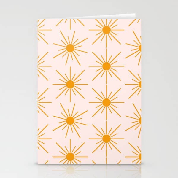 Sun Pattern On Pink Background Stationery Card