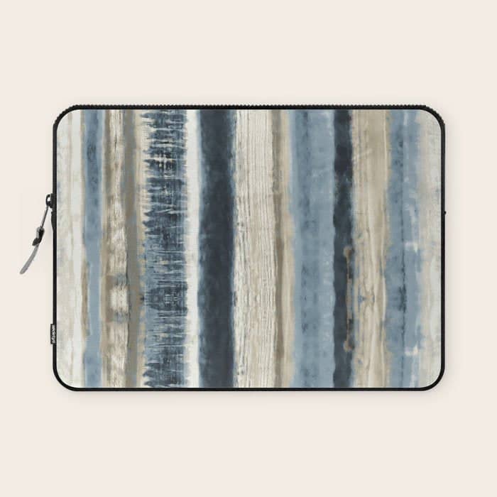 Distressed Blue And White Watercolor Stripe Laptop Sleeve