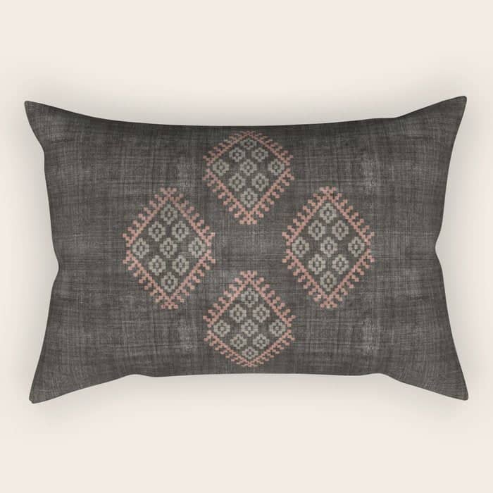 Kilim In Black And Pink Rectangular Pillow