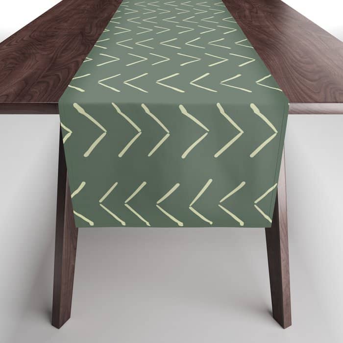 Boho Big Arrows In Leaf Green Table Runner