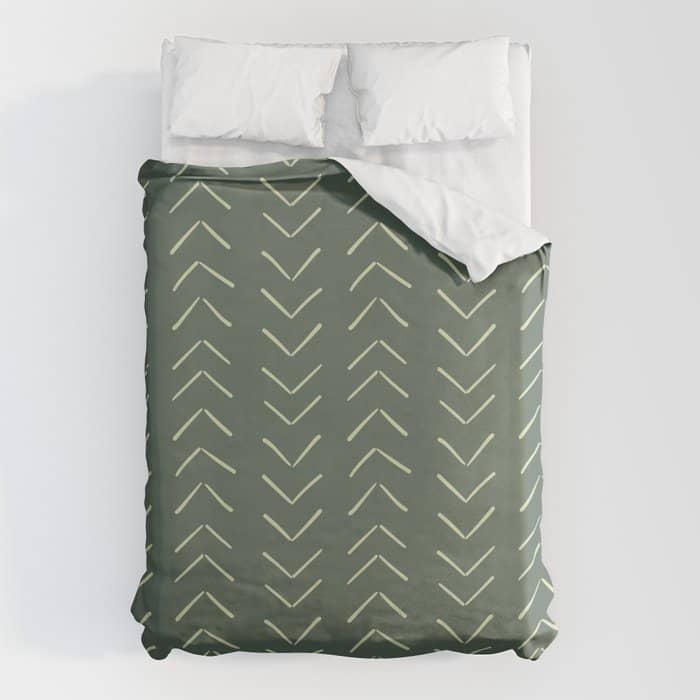 Boho Big Arrows In Leaf Green Duvet Cover