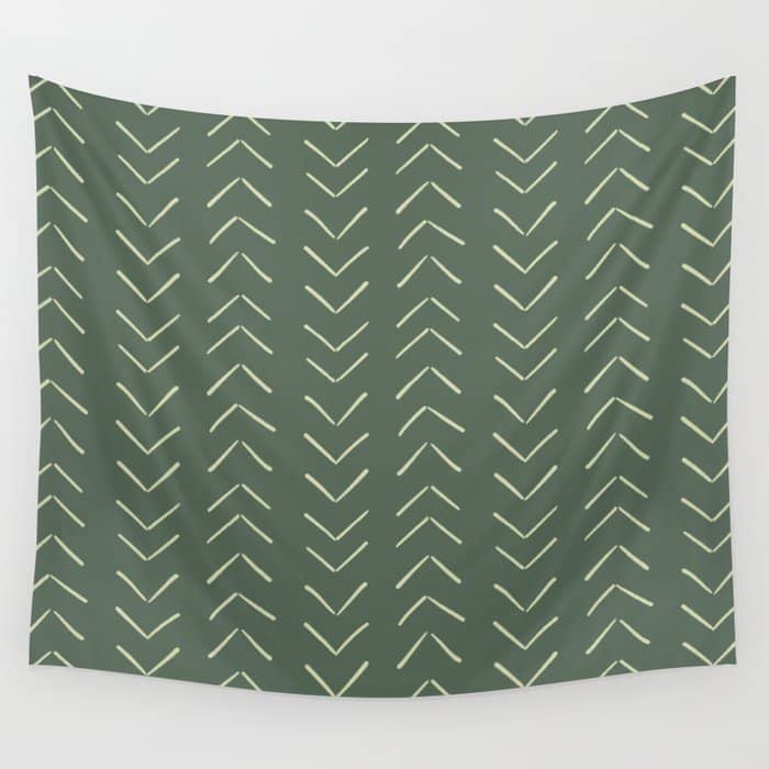 Boho Big Arrows In Leaf Green Wall Tapestry