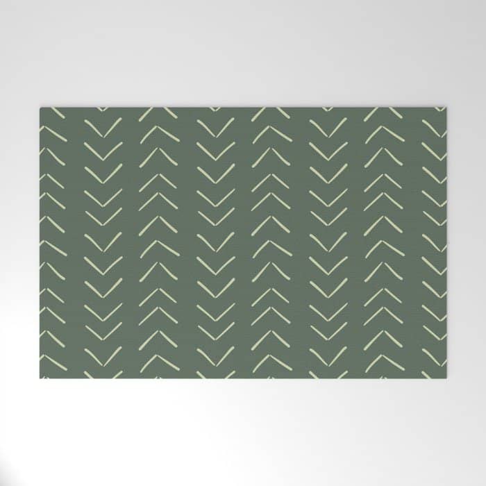 Boho Big Arrows In Leaf Green Welcome Mat