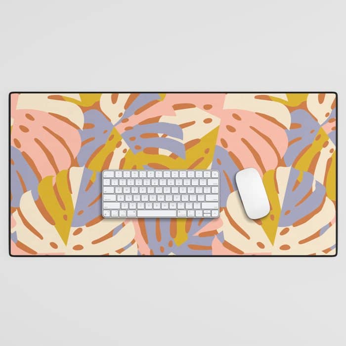 Color Block Monstera Pink + Lavender Desk Mat
