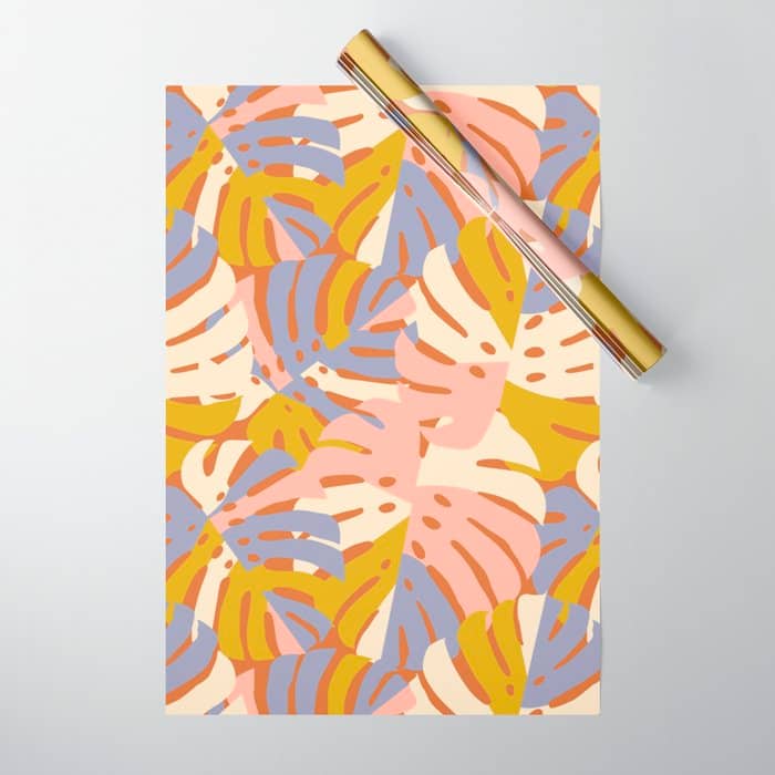 Color Block Monstera Pink + Lavender Wrapping Paper