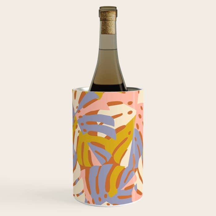 Color Block Monstera Pink + Lavender Wine Chiller