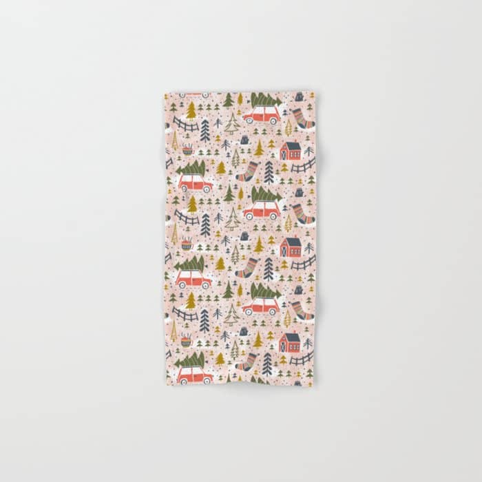 Home For The Holidays Blush Pink Christmas Bath Towel