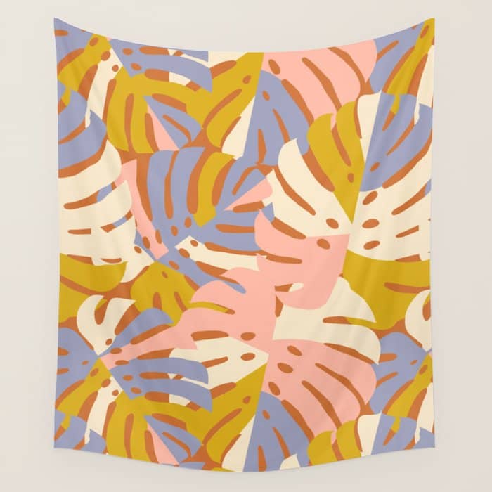 Color Block Monstera Pink + Lavender Wall Tapestry