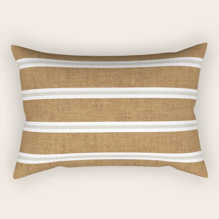 Cadence Stripes - Rust And Beige Stripes Rectangular Pillow