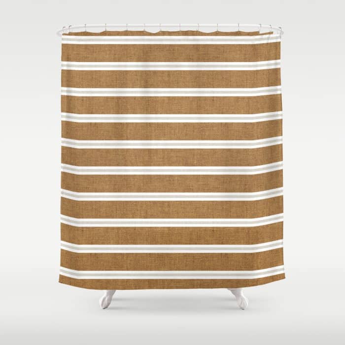 Cadence Stripes - Rust And Beige Stripes Shower Curtain
