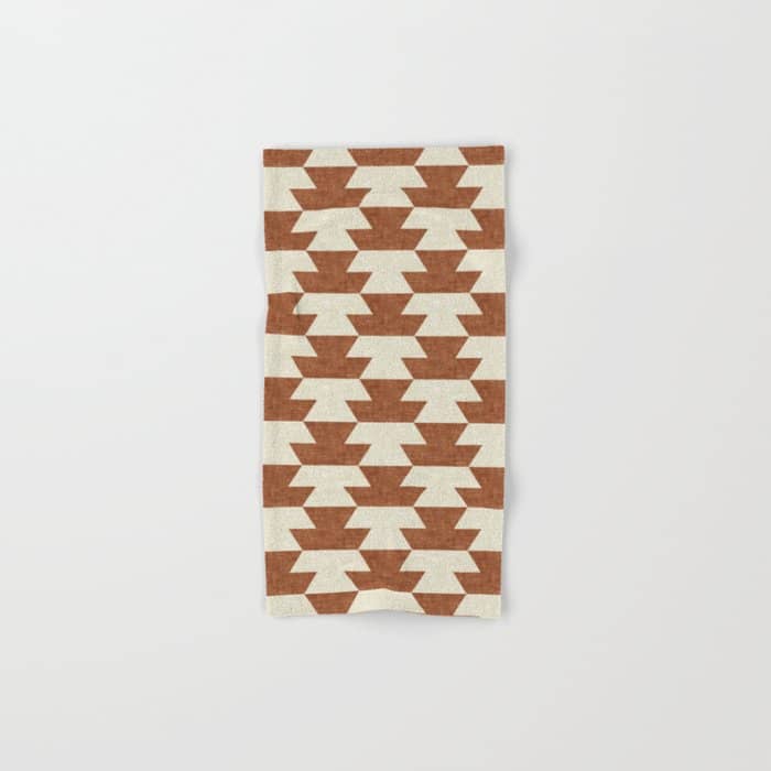 Boho Geometric Aztec In Ginger Bath Towel