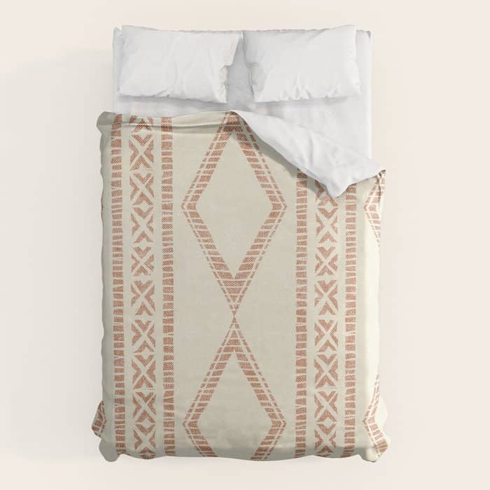 Oceania Diamond Stripes - Ginger On Cream Duvet Cover
