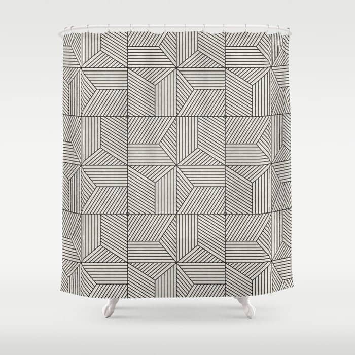 Bohemian Geometric Tiles - Bone Shower Curtain