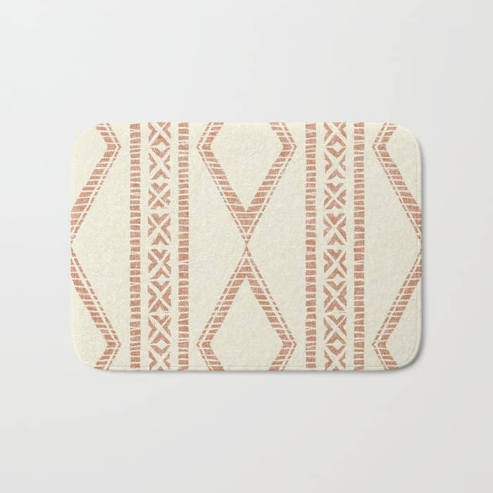 Oceania Diamond Stripes - Ginger On Cream Bath Mat