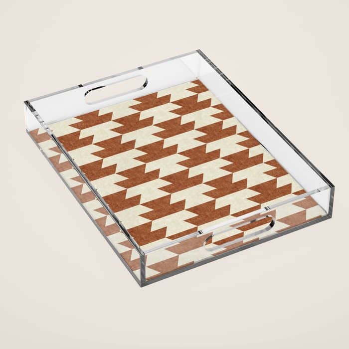 Boho Geometric Aztec In Ginger Acrylic Tray