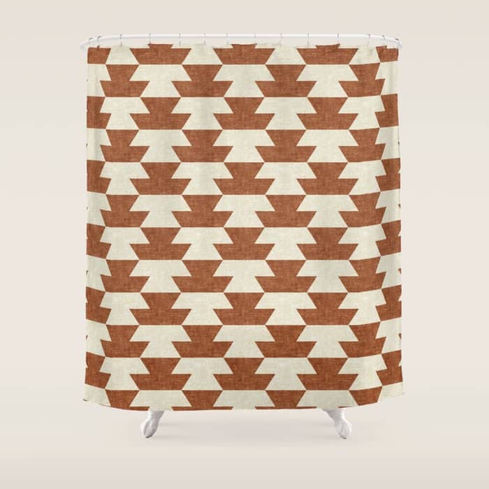 Boho Geometric Aztec In Ginger Shower Curtain