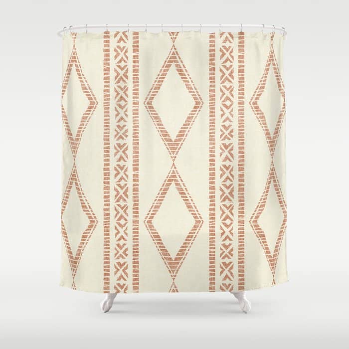 Oceania Diamond Stripes - Ginger On Cream Shower Curtain