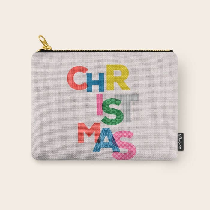 Christmas Colorful Typography Carry All Pouch