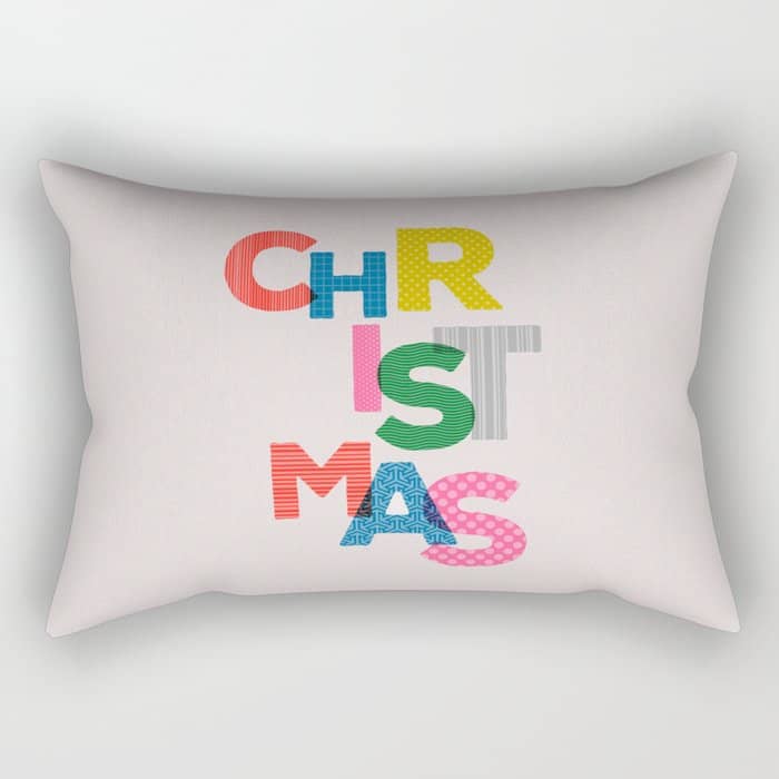 Christmas Colorful Typography Rectangular Pillow