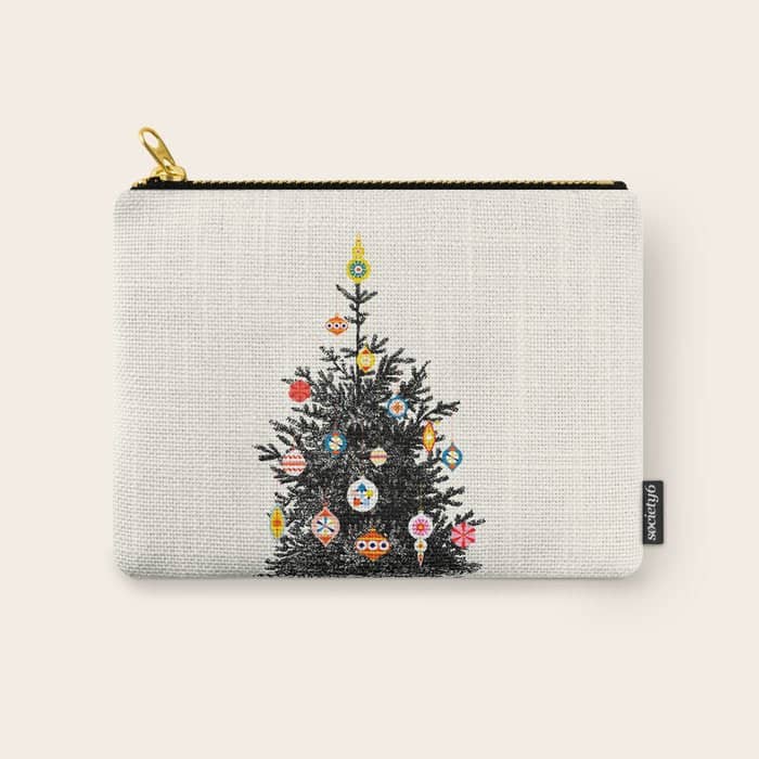 Retro Decorated Christmas Tree Carry All Pouch