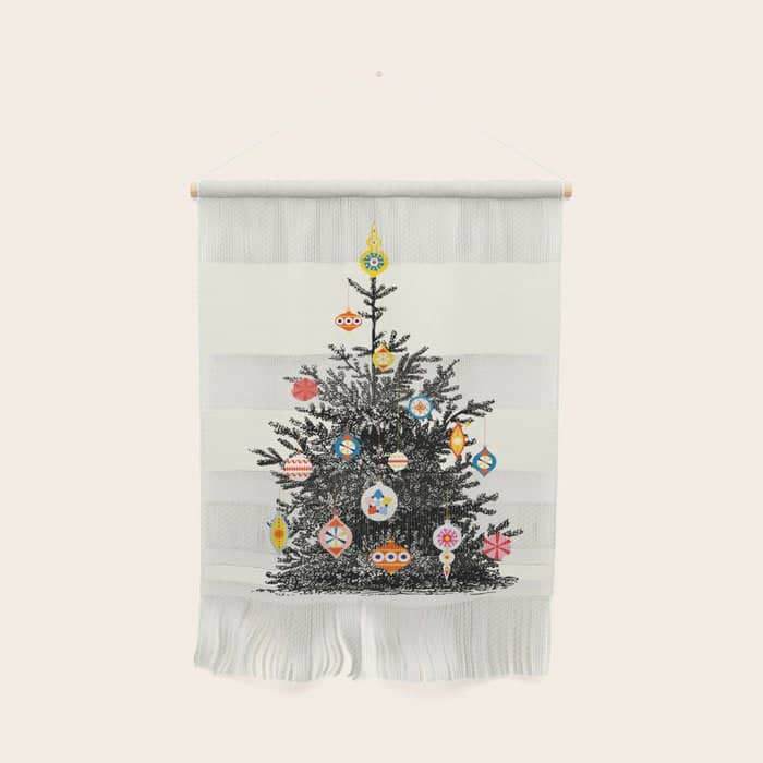 Retro Decorated Christmas Tree Wall Hanging